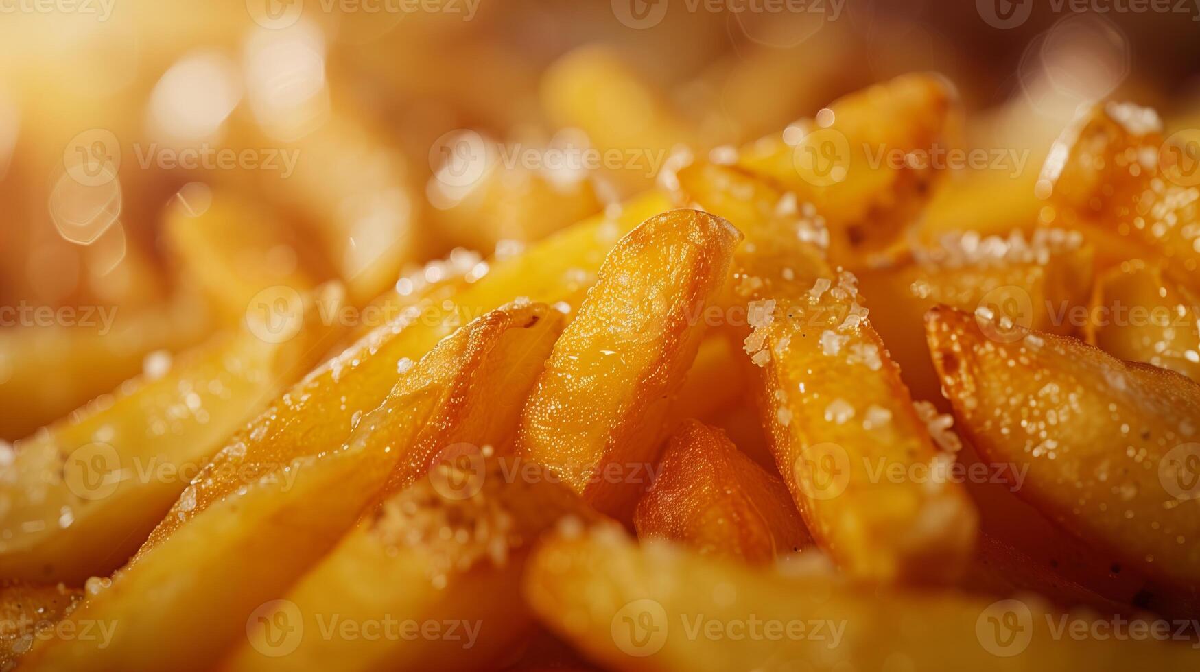 ai generado dorado francés papas fritas rociado con sal de cerca foto