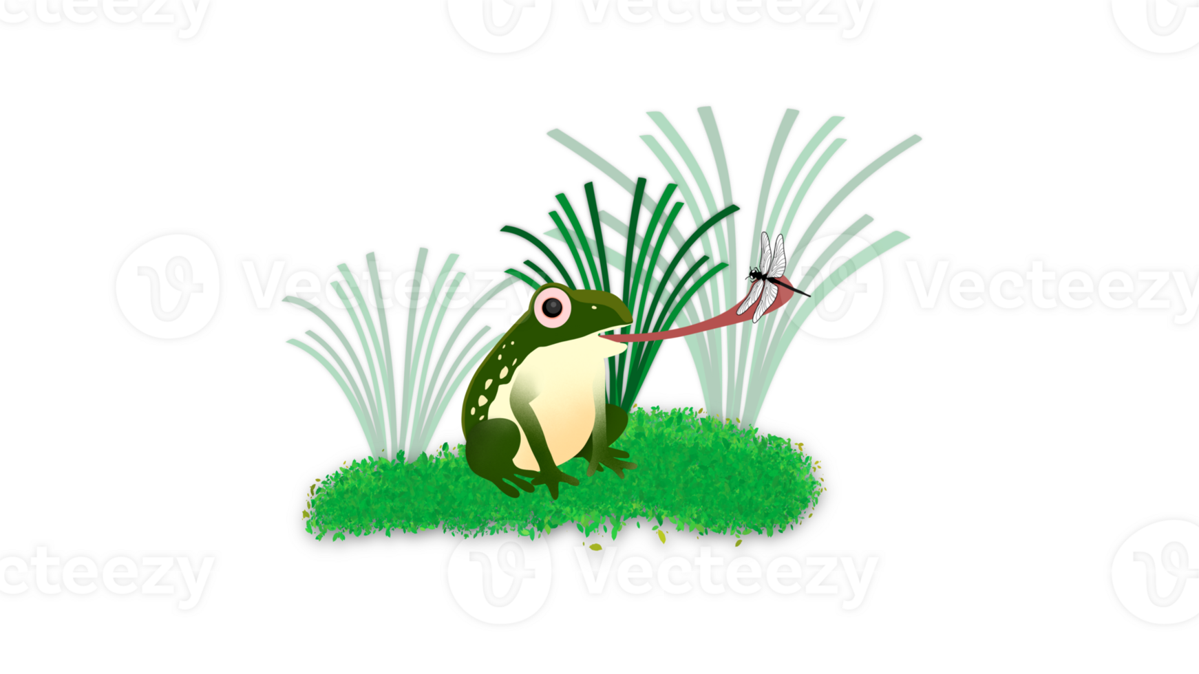 Green frog eat insect, Cartoon frog of green reptile character eating flying insects, Cartoon frog catching a fly, a frog catching flies using its tongue png