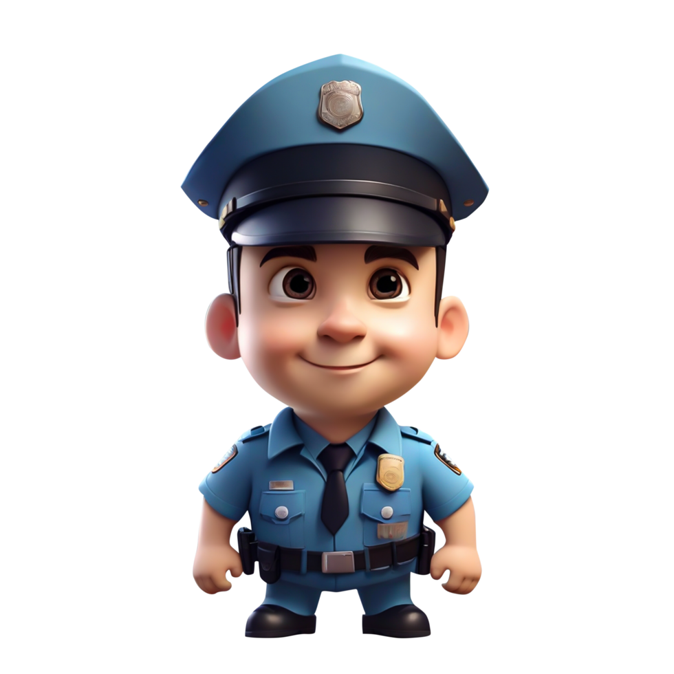 ai généré dessin animé police officier png