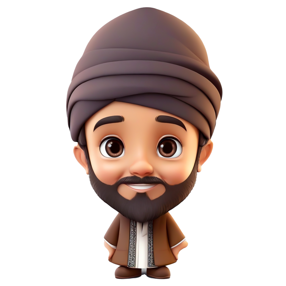 AI generated cartoon muslim man with beard and turban png