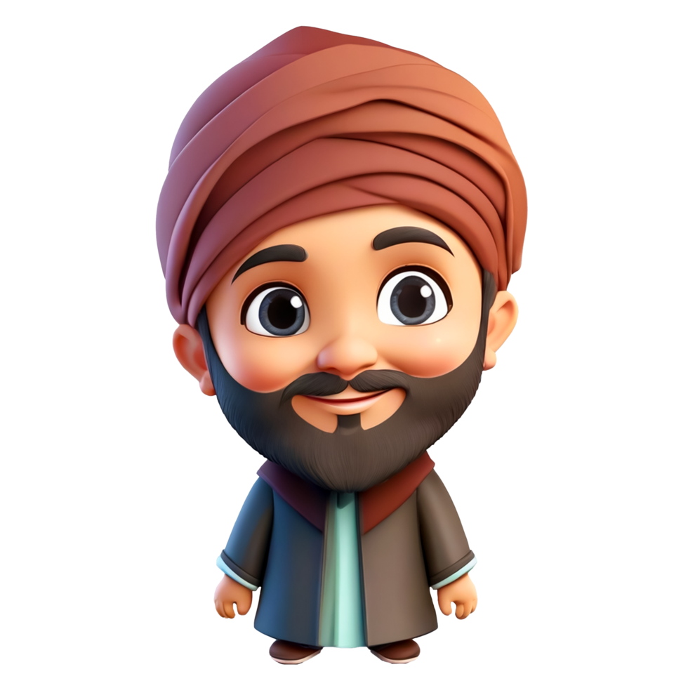 AI generated Muslim Boy with beard and turban png