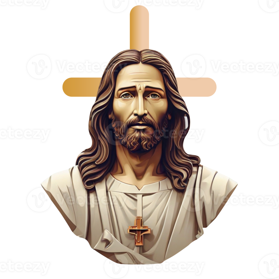 ai gegenereerd Jezus Christus standbeeld met kruis PNG