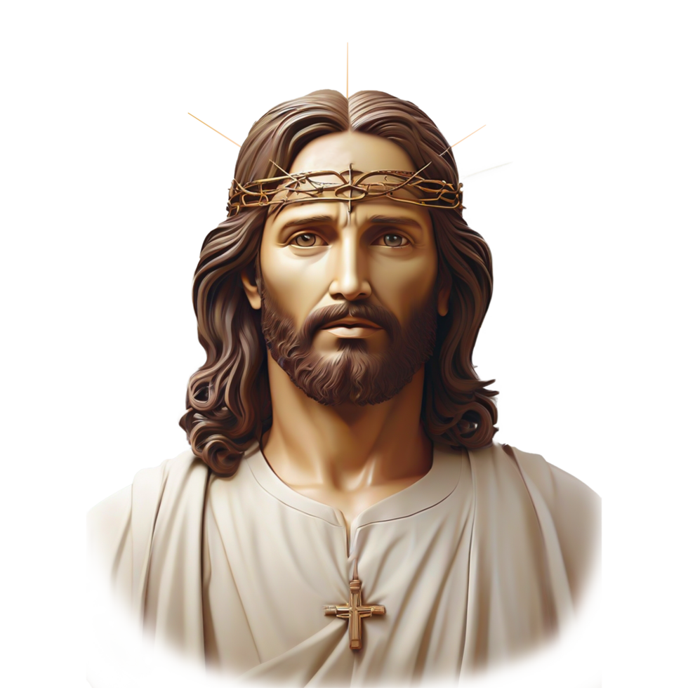 AI generated jesus christ statue with crown of thorns on his head png