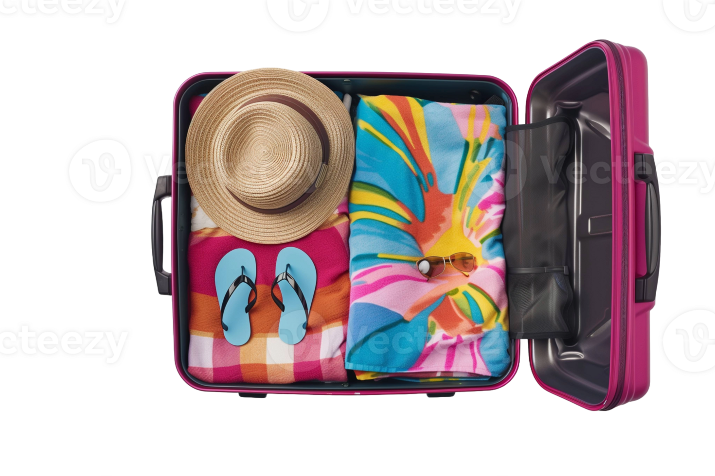AI generated Travel Suitcase Packed for a summer holiday png