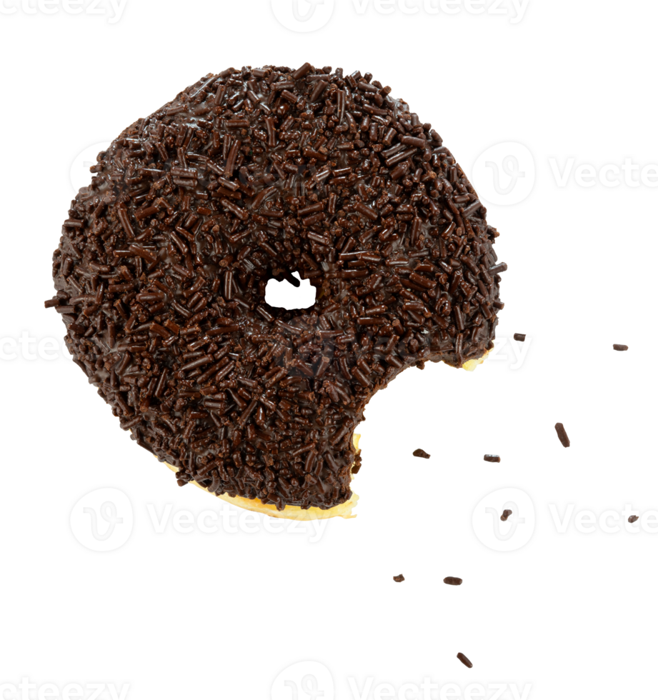 bite of doughnut with crumbs isolated png