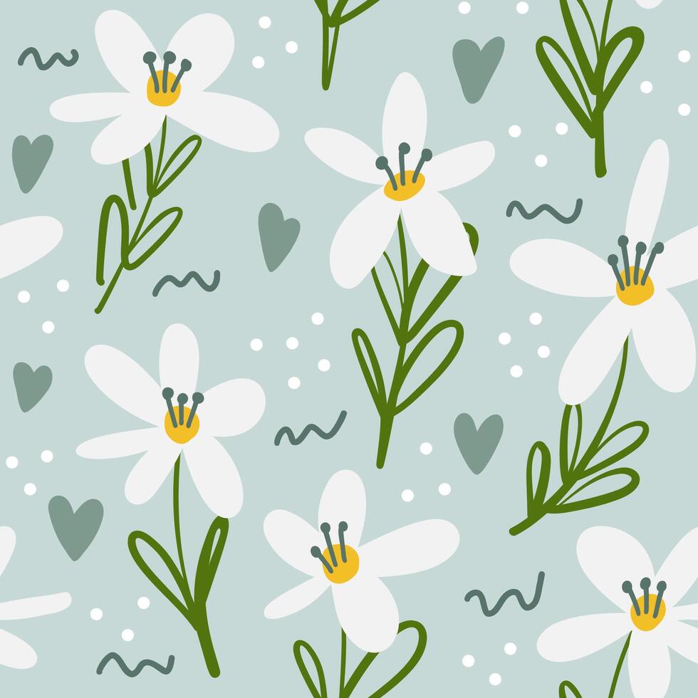 Chamomile seamless pattern, summer background vector