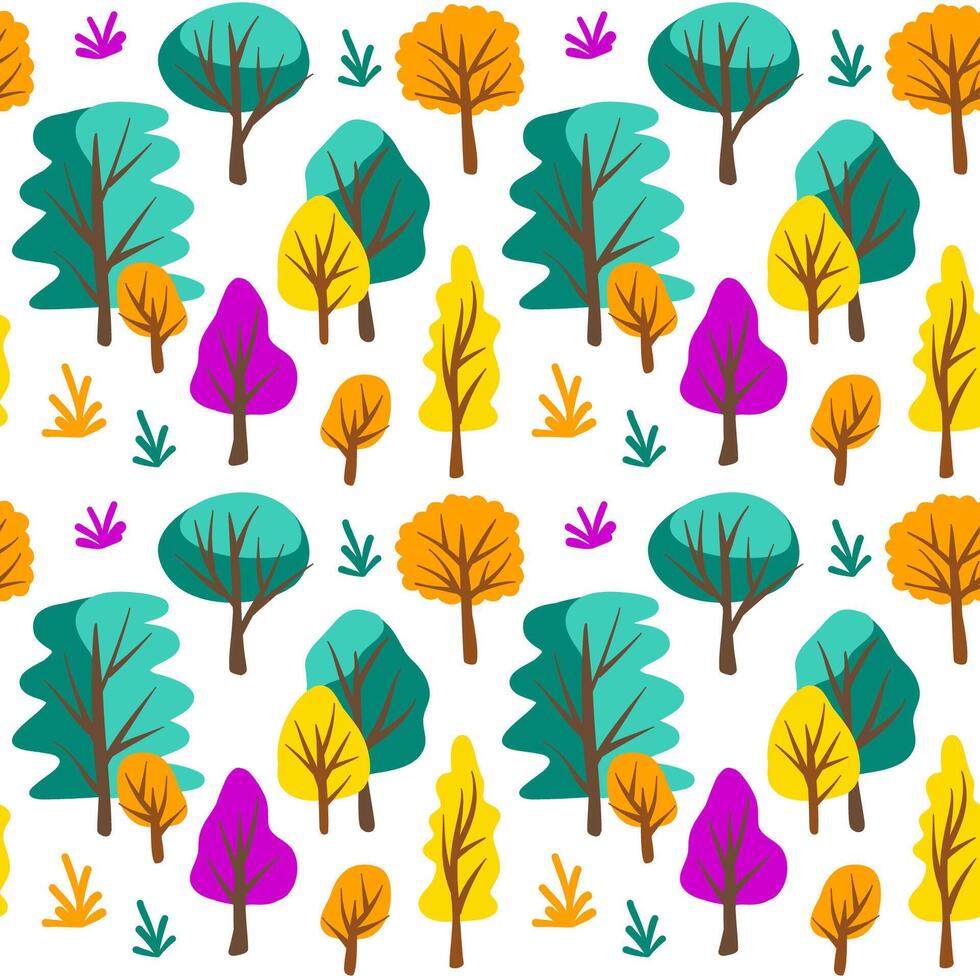 Seamless pattern with colorful trees vector
