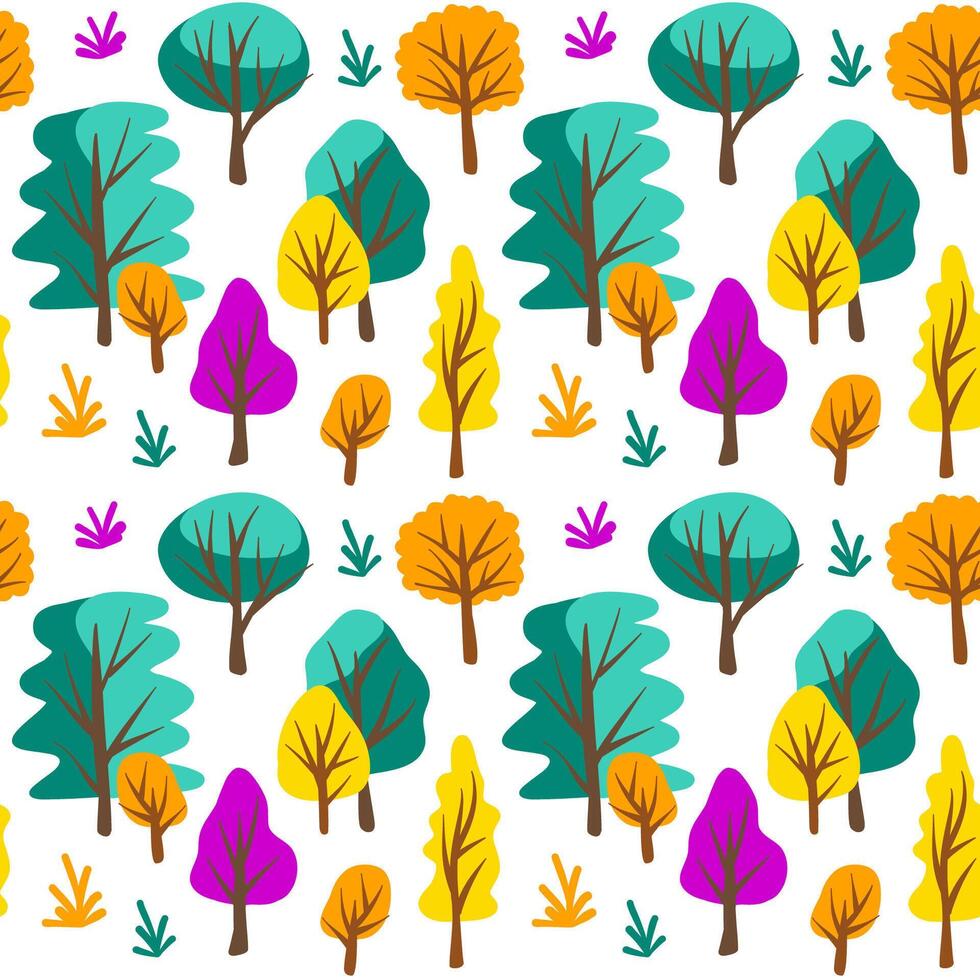 Seamless pattern with colorful trees vector