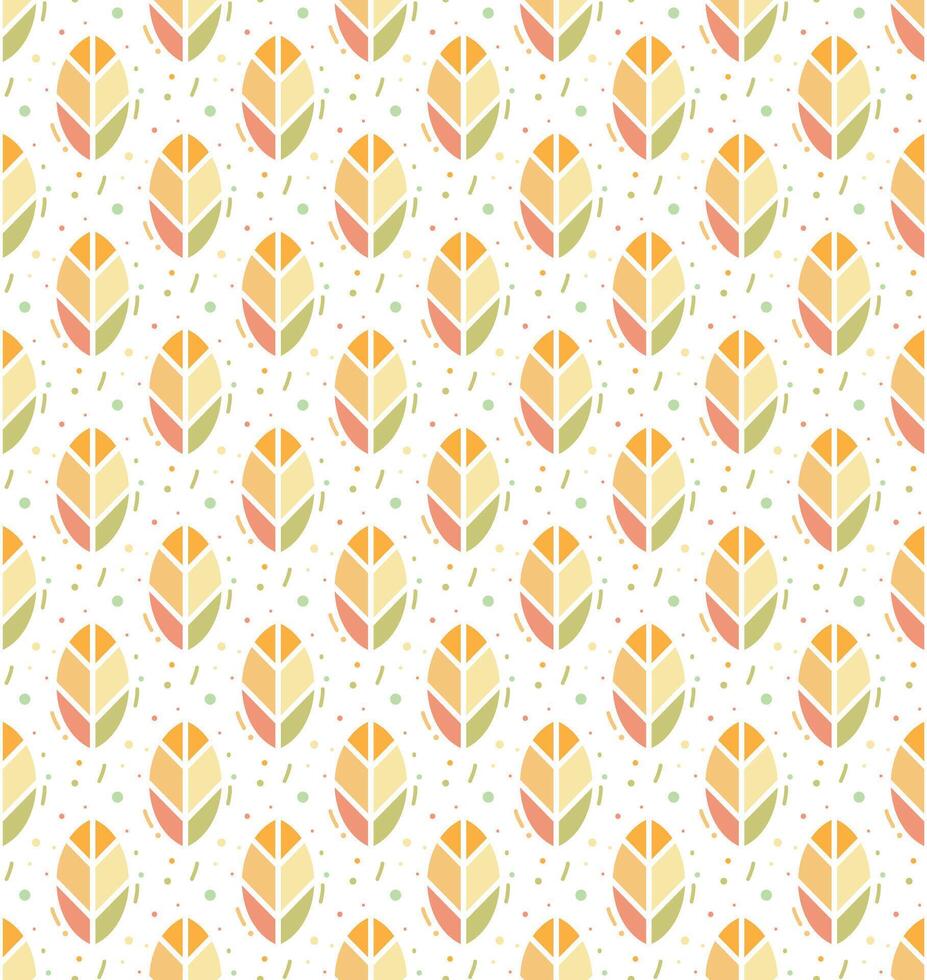 Geometric leaves and dots seamless pattern. Vector illustration for decor, textiles, packaging, invitations, wallpapers, wrapping paper.