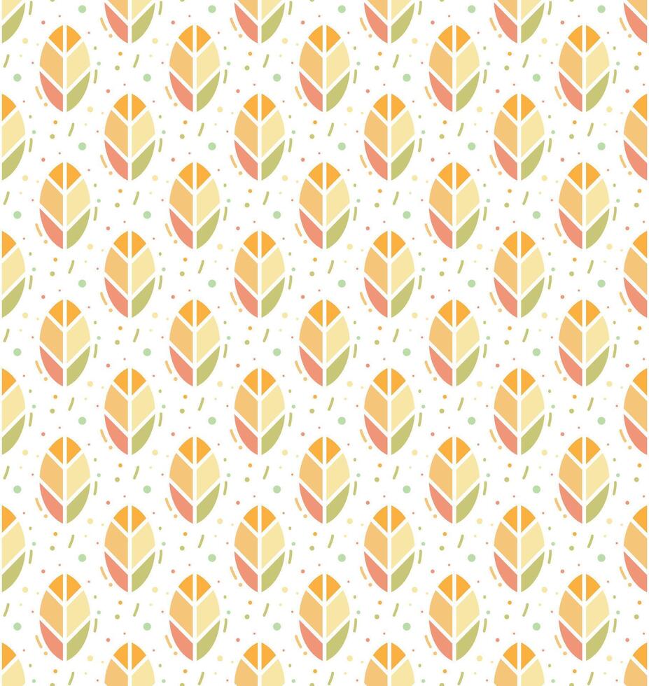 Geometric leaves and dots seamless pattern. Vector illustration for decor, textiles, packaging, invitations, wallpapers, wrapping paper.