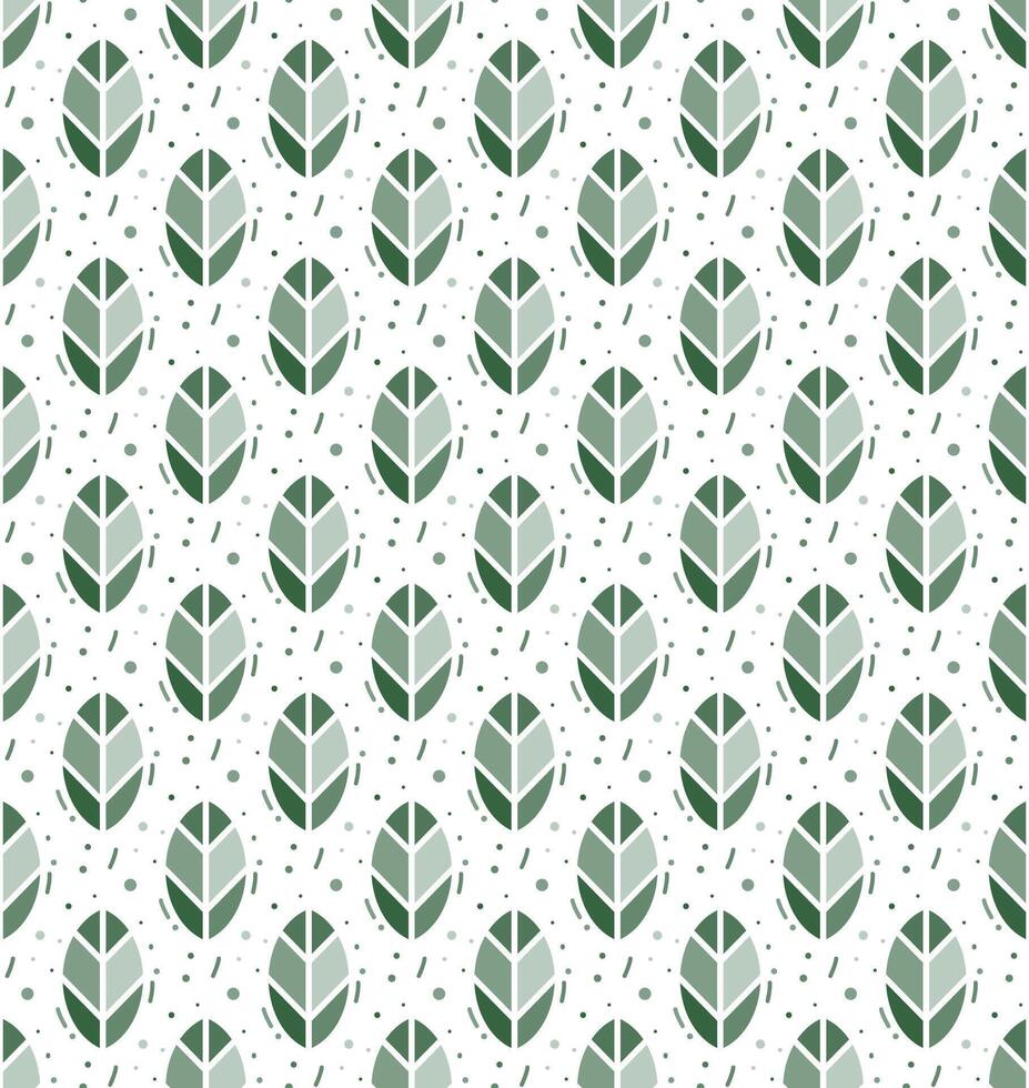 Geometric leaves and dots seamless pattern. Vector illustration for decor, textiles, packaging, invitations, wallpapers, wrapping paper.