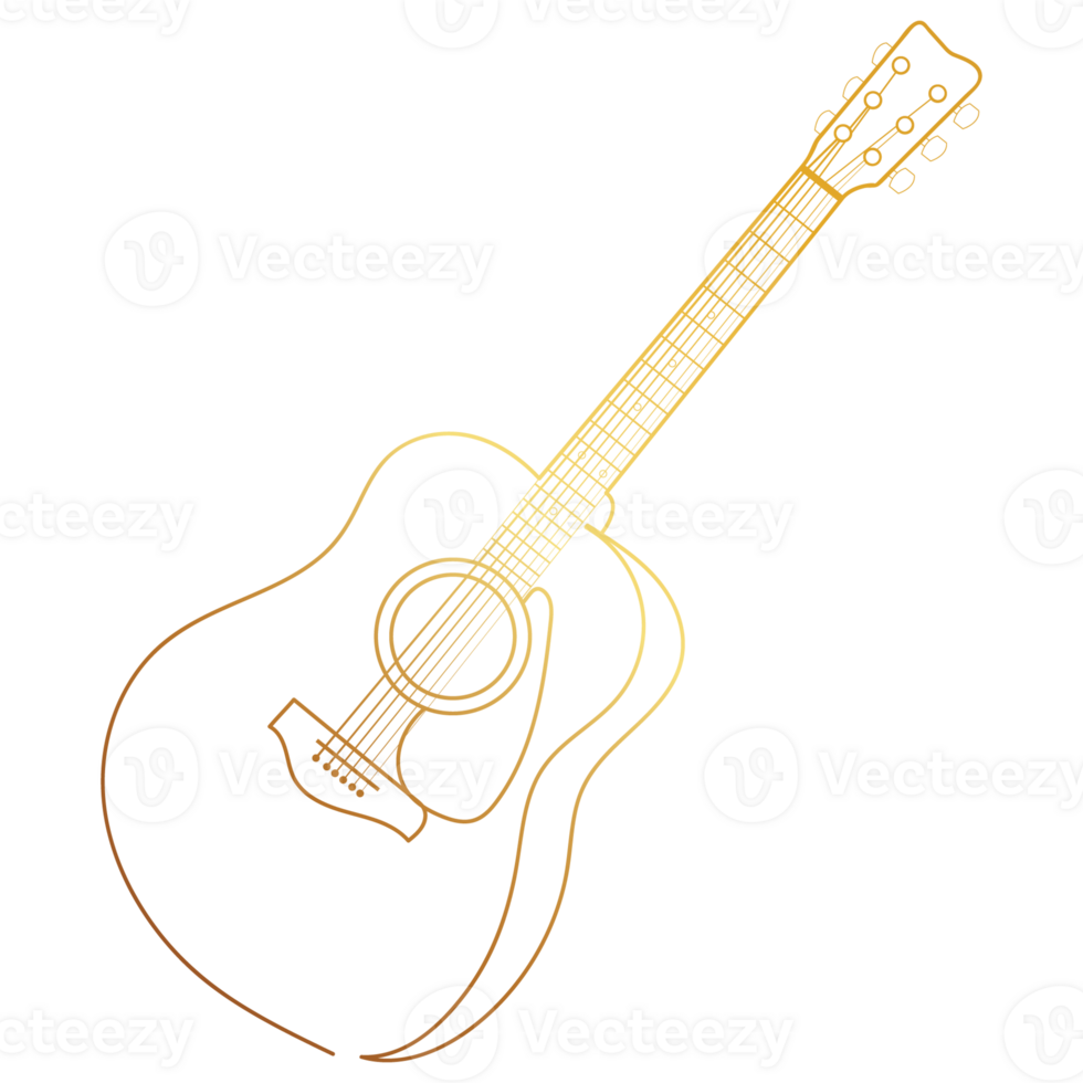 Elegant gold guitar lines For decorating posters and cards png