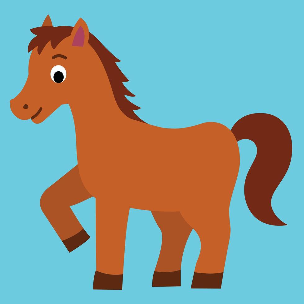 Cute Horse Animal Cartoon Flat Design vector