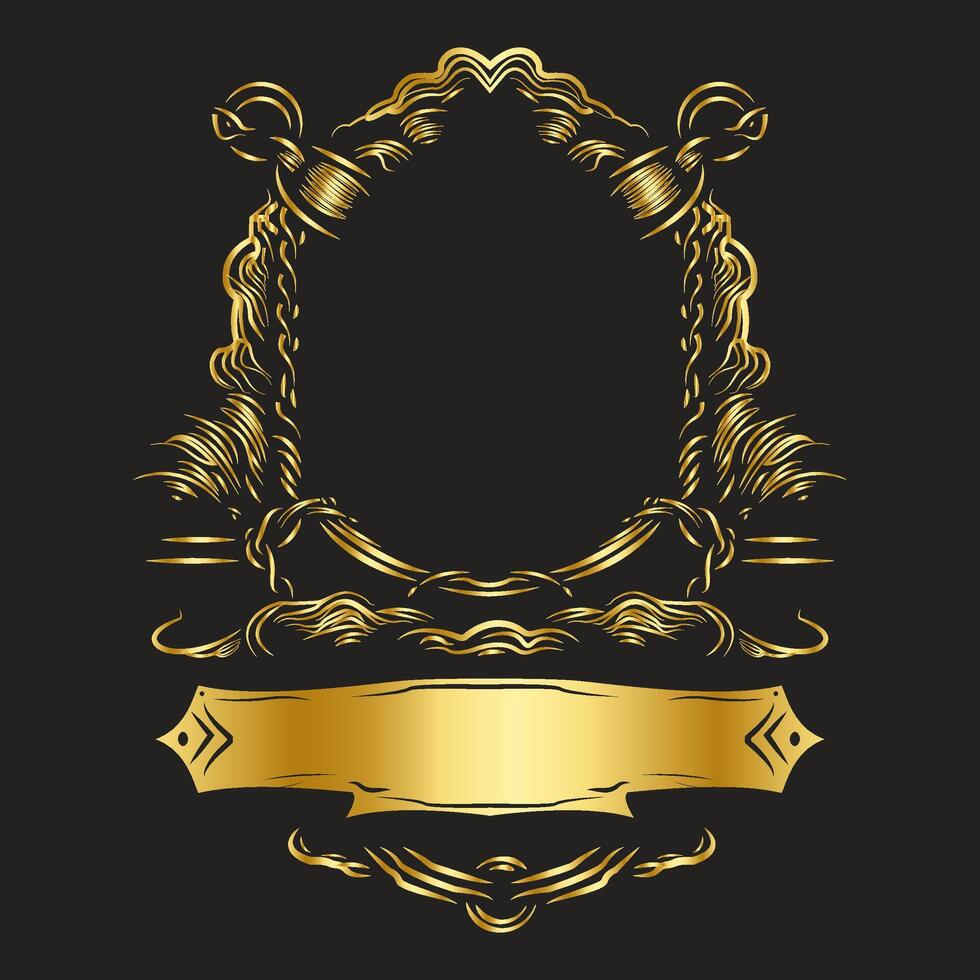 Luxury golden ornament frame with initial letter for brand name vector