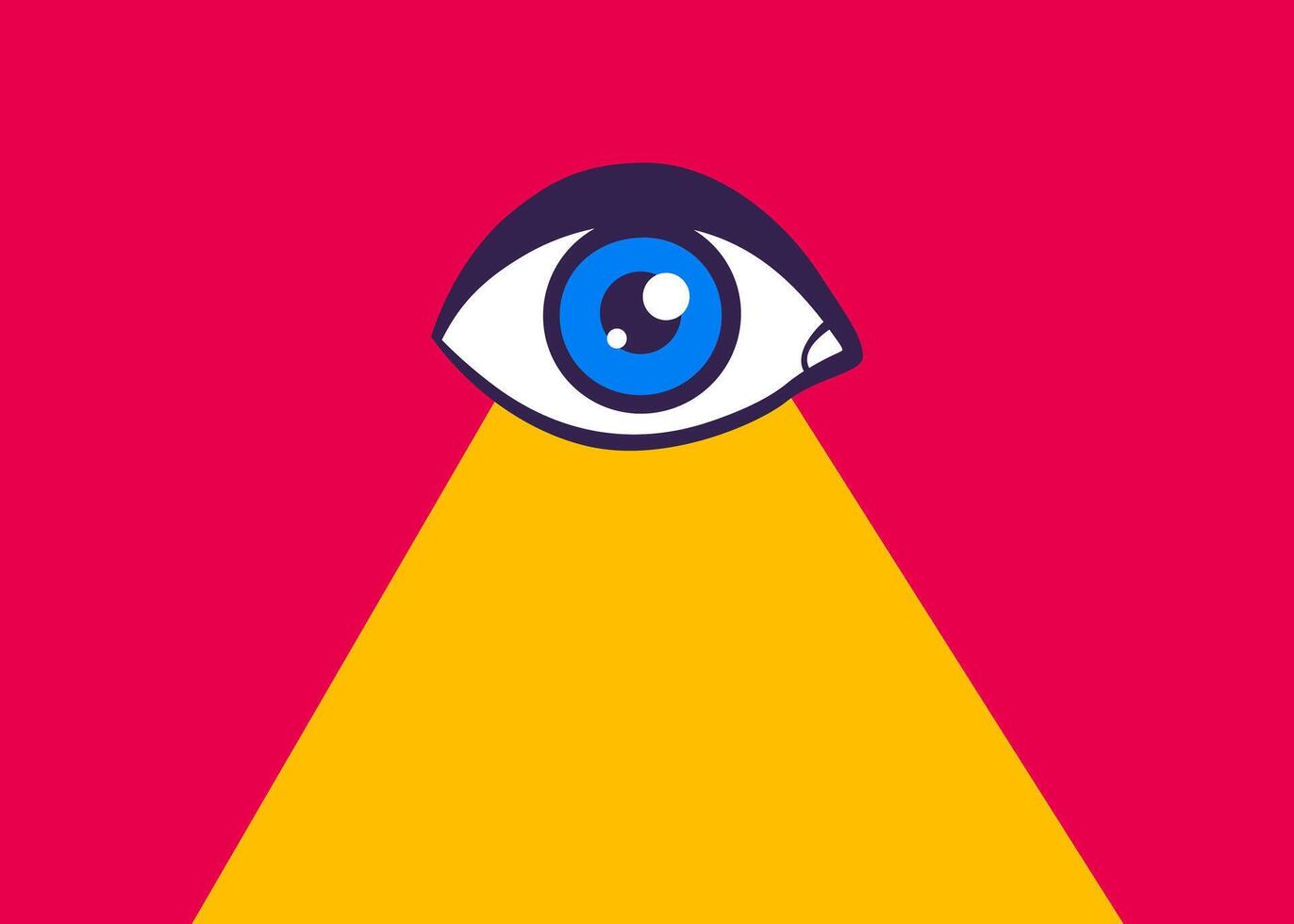 vector ilustración de un ojo. Clásico vector póster de azul ojo y ligero.