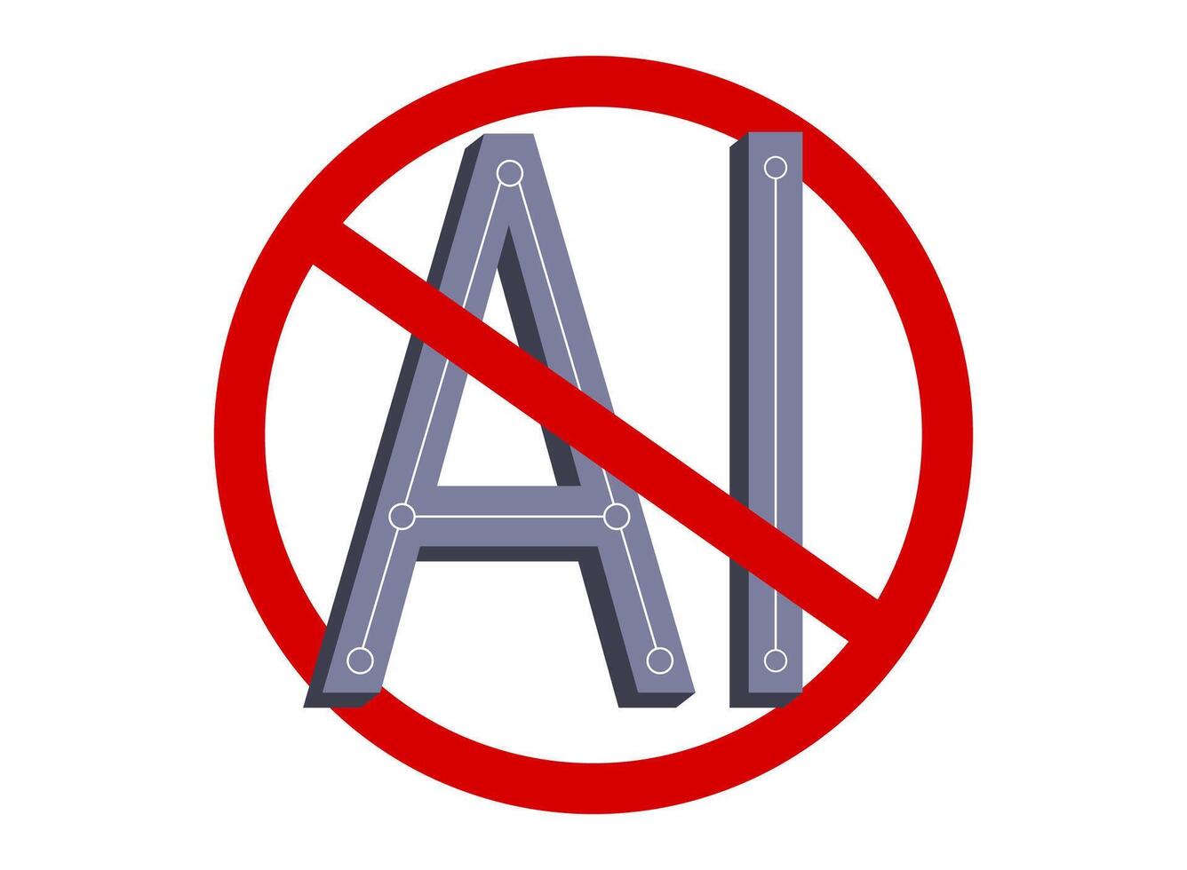 Vector icon of stop sing for artificial intelligence. Stop artificial intelligence.