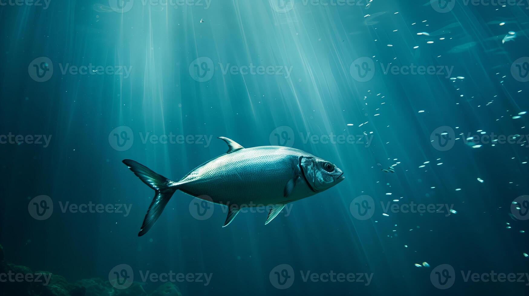 AI Generated Large Fish Swimming in the Ocean photo