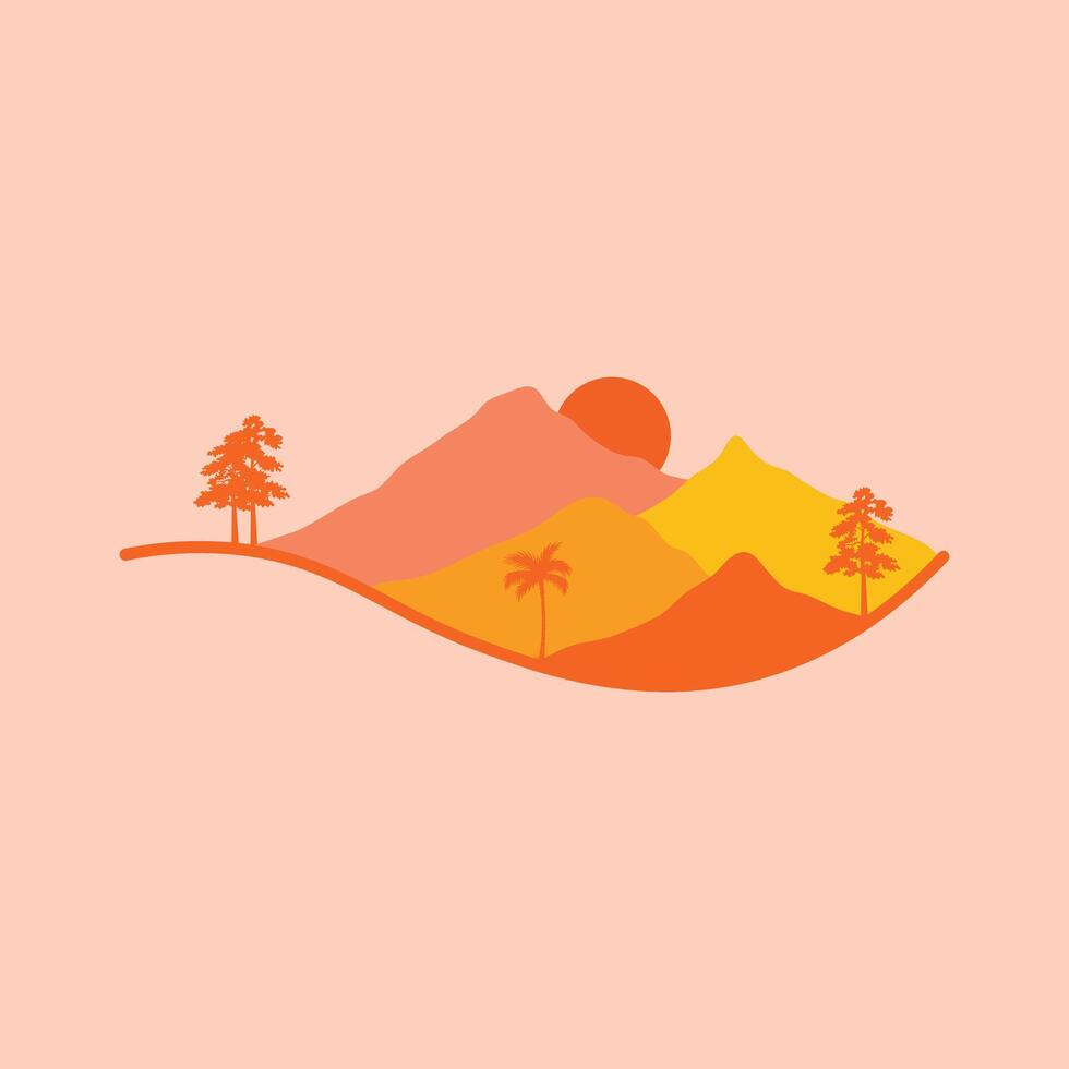 montañas y bosque paisaje ilustración diseño vector