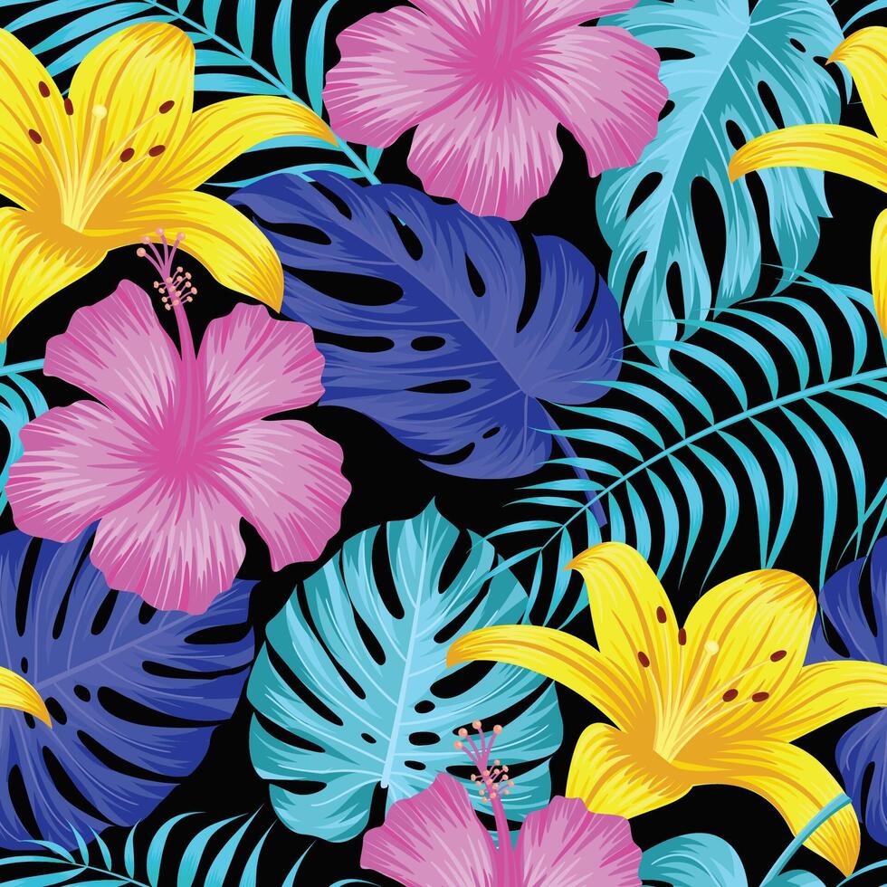 Floral seamless pattern with leaves. tropical background vector