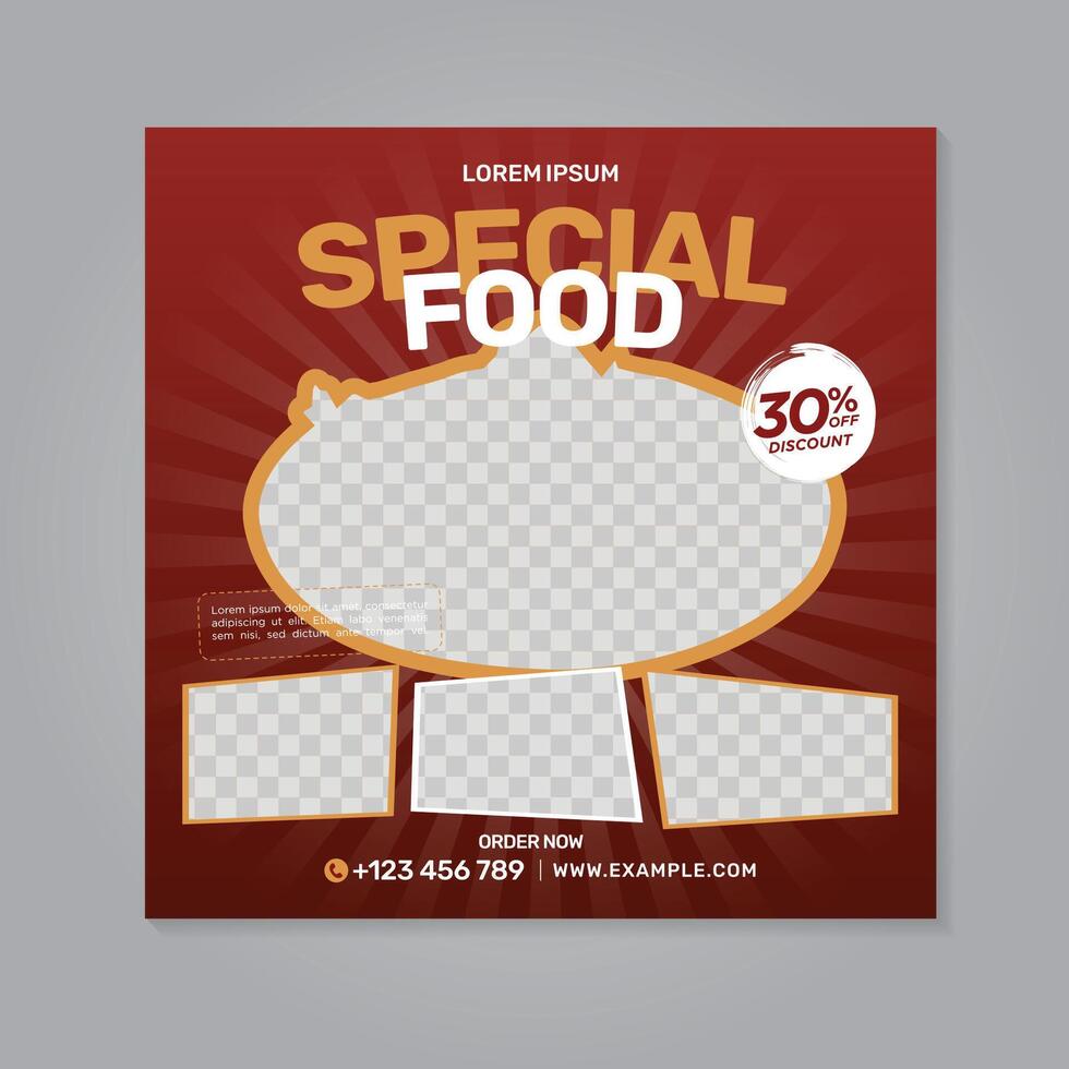 Restaurant food social media banner post design template vector