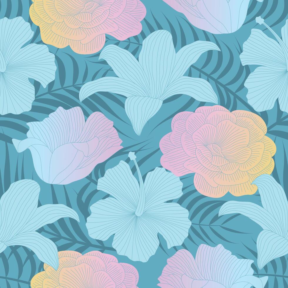 patrón floral transparente con hojas. fondo tropical vector