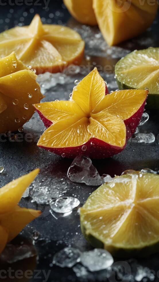 AI generated Dessert in a cup of fruit close-up photo