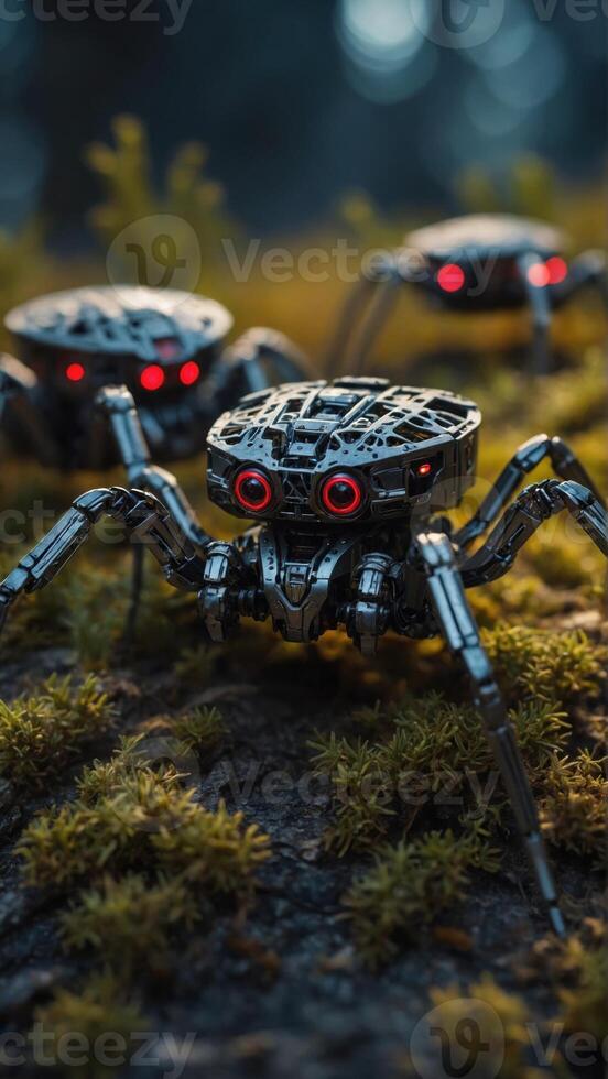 AI generated Mechanical spider close up photo