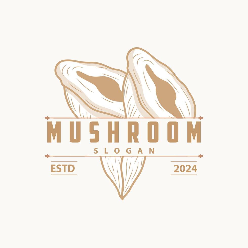 Mushroom Logo, Simple Minimalist Retro Plant Silhouette Plantation Design Business Brand vector