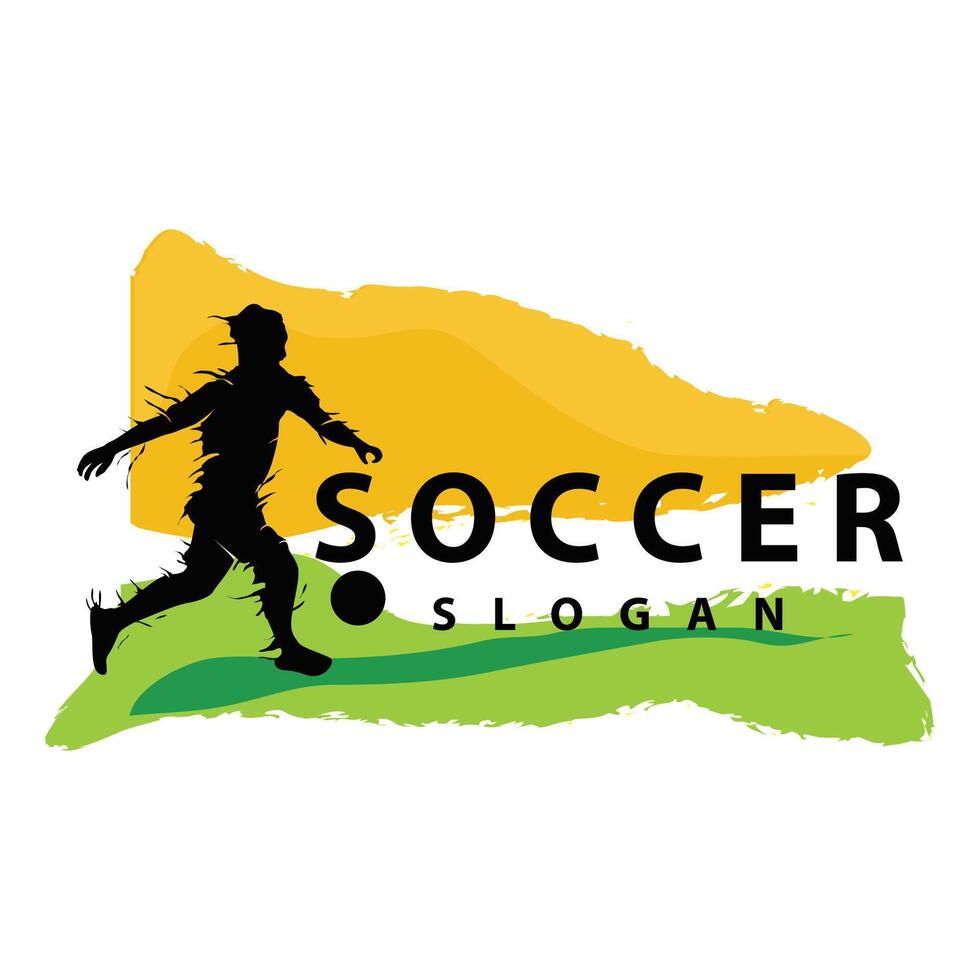 Soccer logo vector black silhouette of sport player simple football template illustration