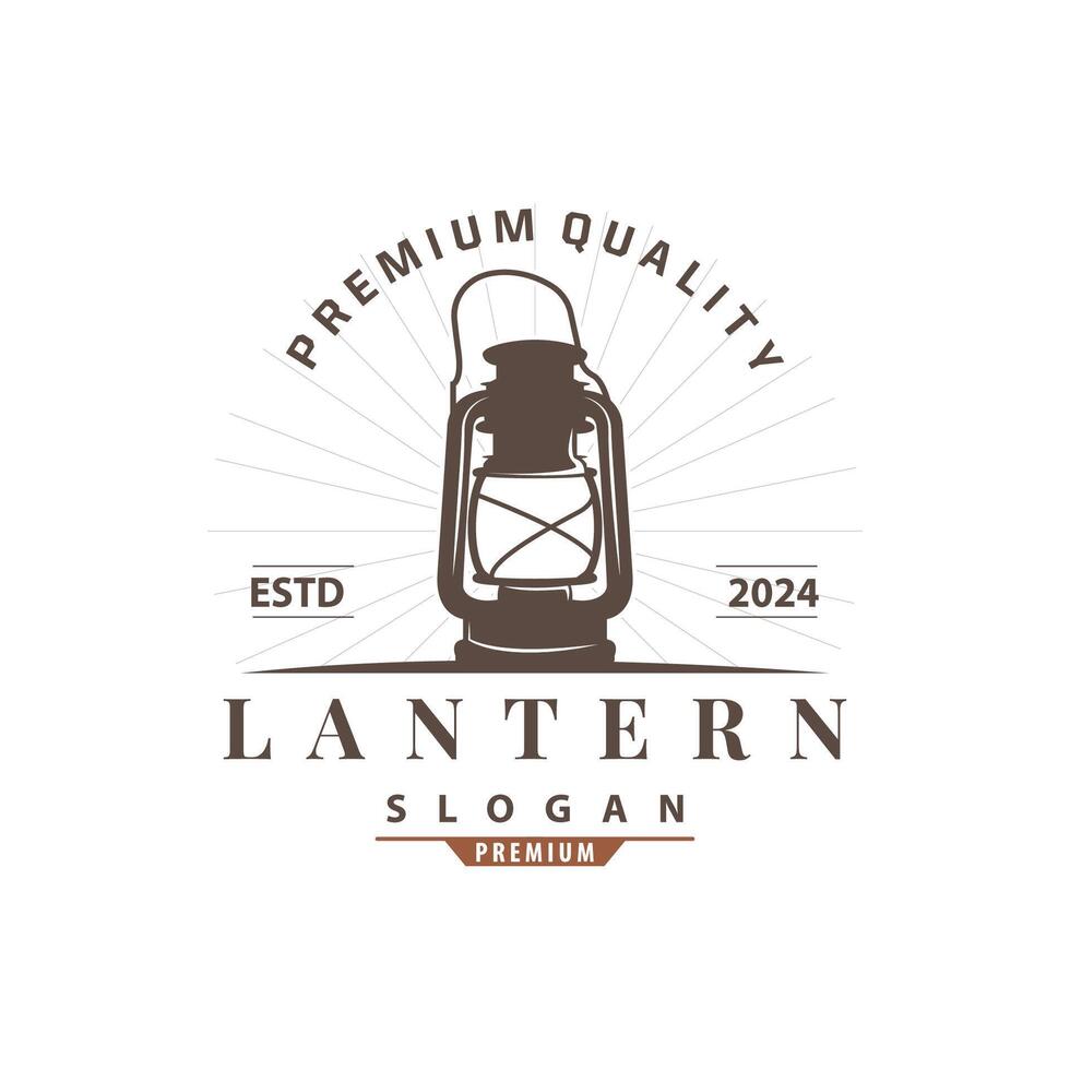 Lantern Logo Design Street Lamp Old Classic Vintage Minimalist Illustration Template vector