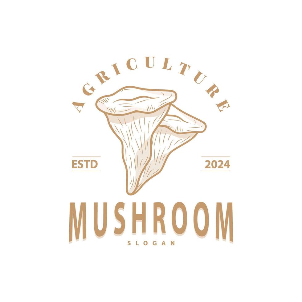 Mushroom Logo, Simple Minimalist Retro Plant Silhouette Plantation Design Business Brand vector