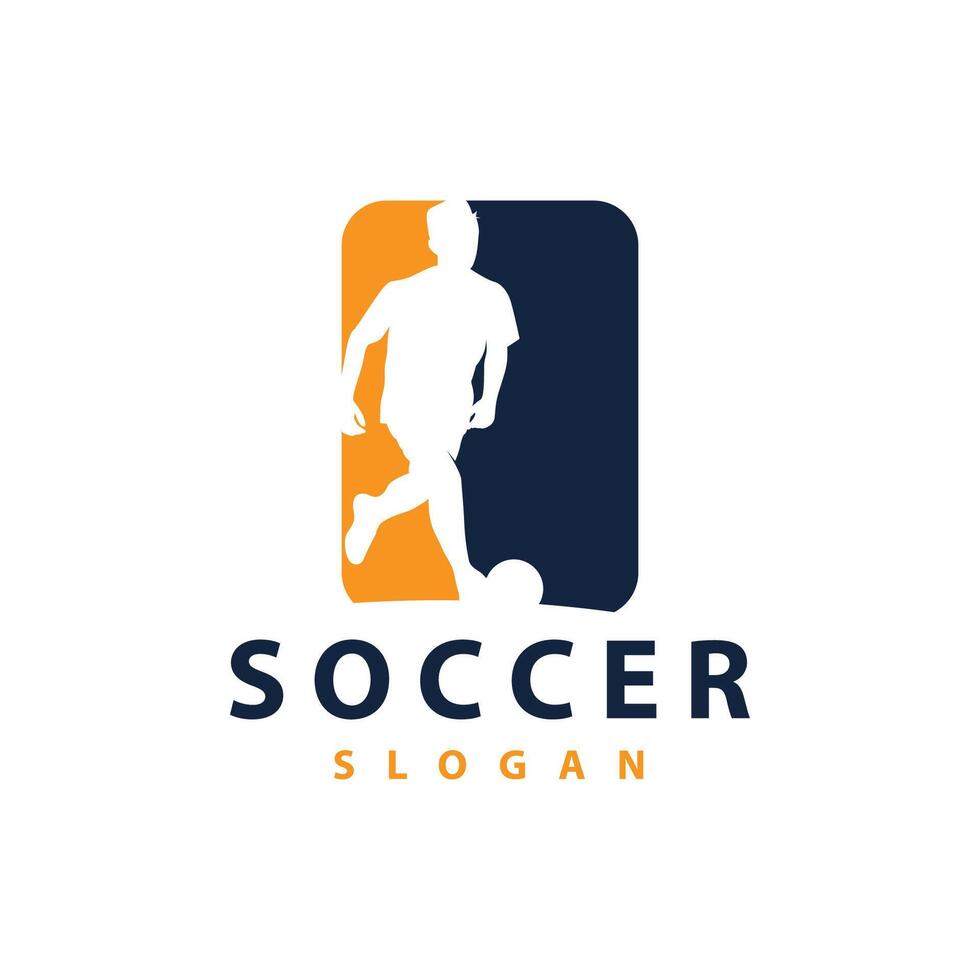 Soccer logo vector black silhouette of sport player simple football template illustration