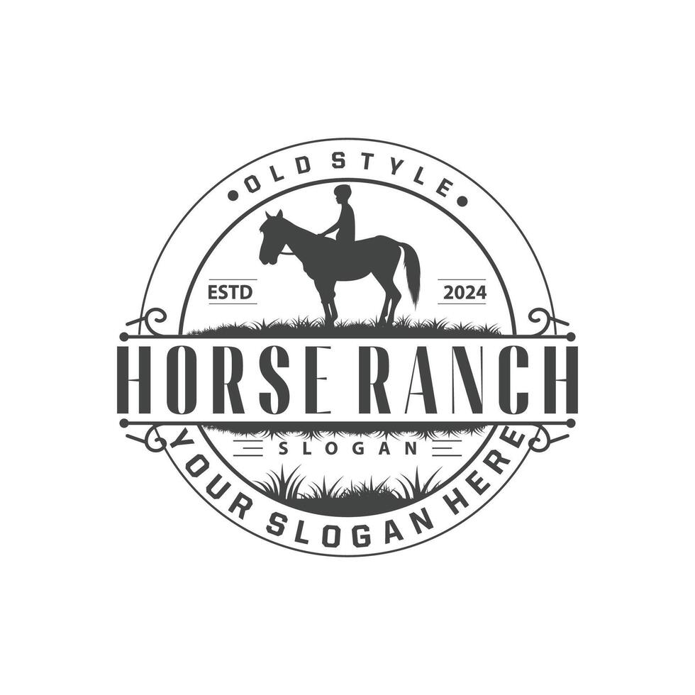 Horse logo simple illustration horse ranch template western country cowboy retro vintage silhouette design vector