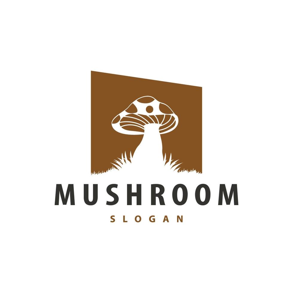 Mushroom Logo, Simple Minimalist Retro Plant Silhouette Plantation Design Business Brand vector
