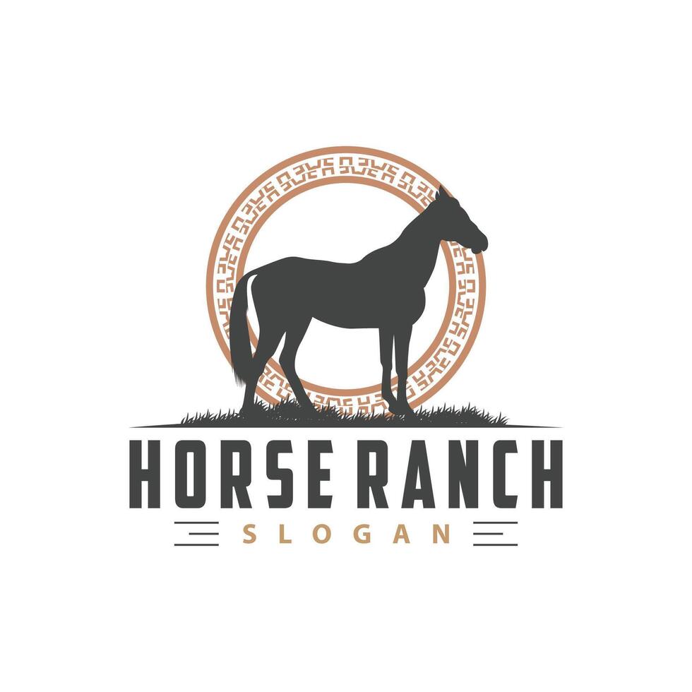 caballo logo sencillo ilustración caballo rancho modelo occidental país vaquero retro Clásico silueta diseño vector