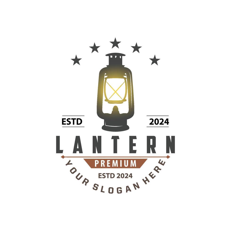 Lantern Logo Design Street Lamp Old Classic Vintage Minimalist Illustration Template vector