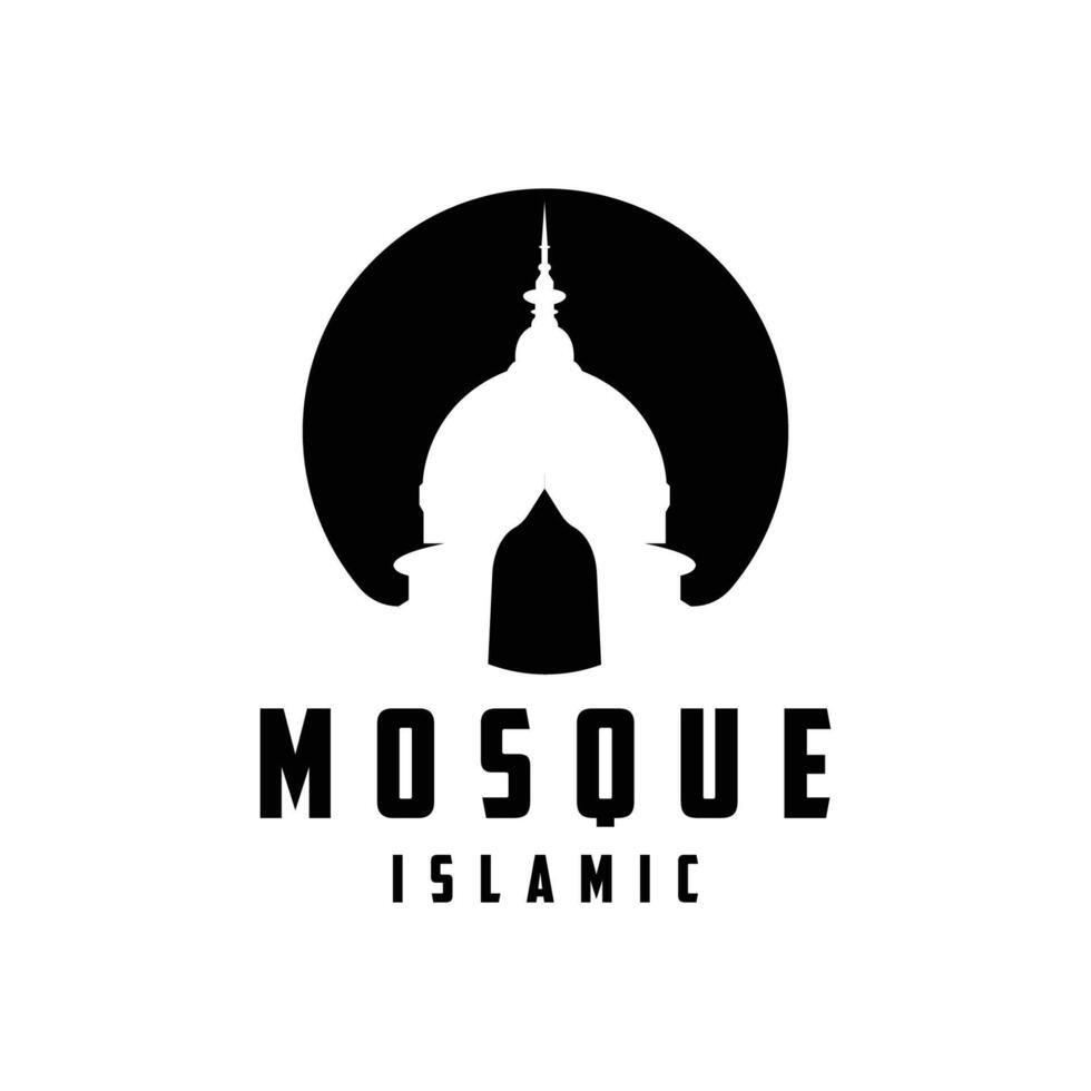 Mosque logo ramadan day design template vector silhouette Islamic place of worship