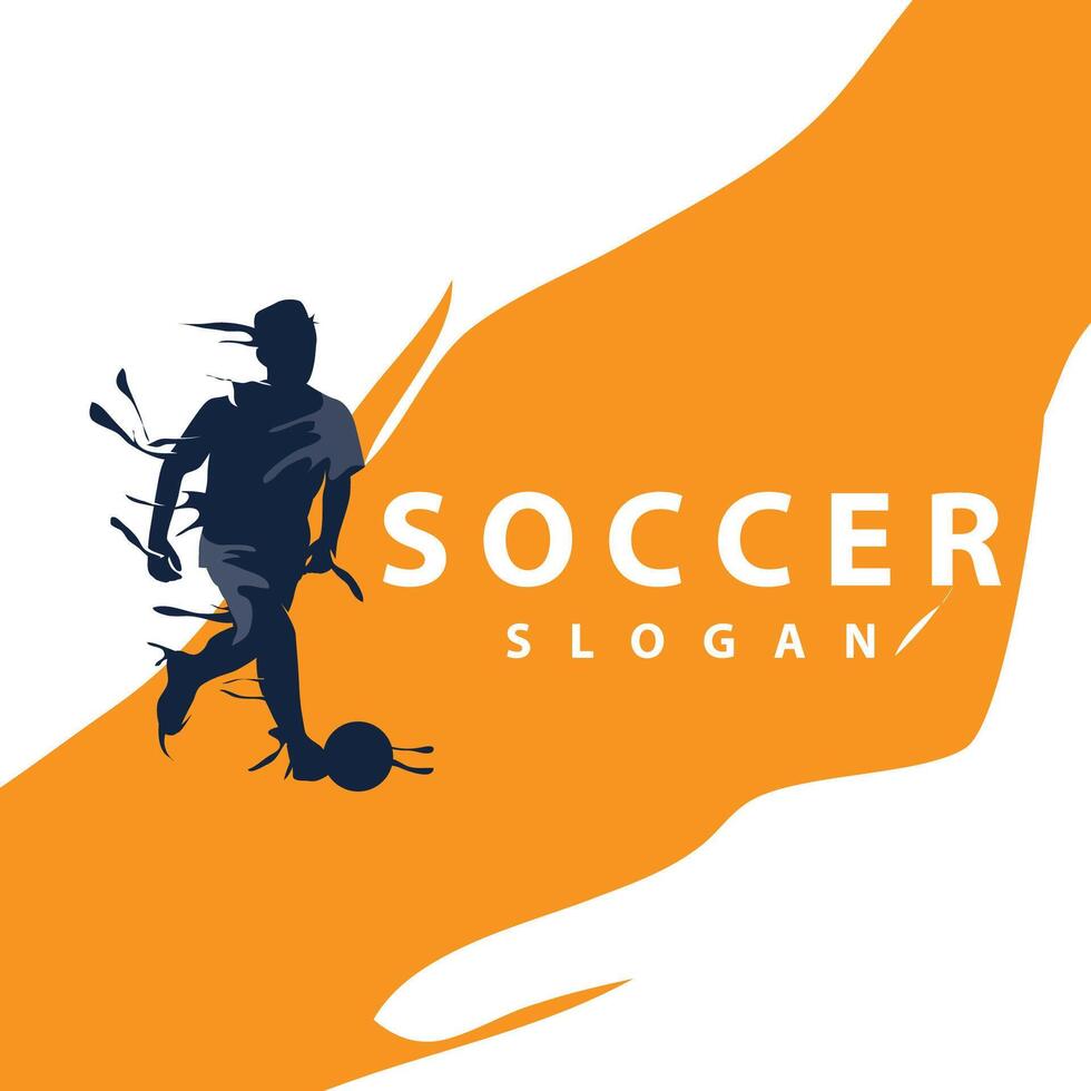 Soccer logo vector black silhouette of sport player simple football template illustration