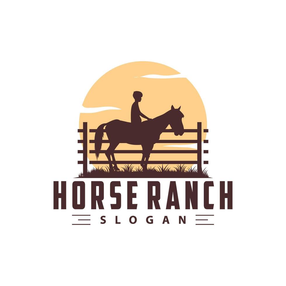 caballo logo sencillo ilustración caballo rancho modelo occidental país vaquero retro Clásico silueta diseño vector