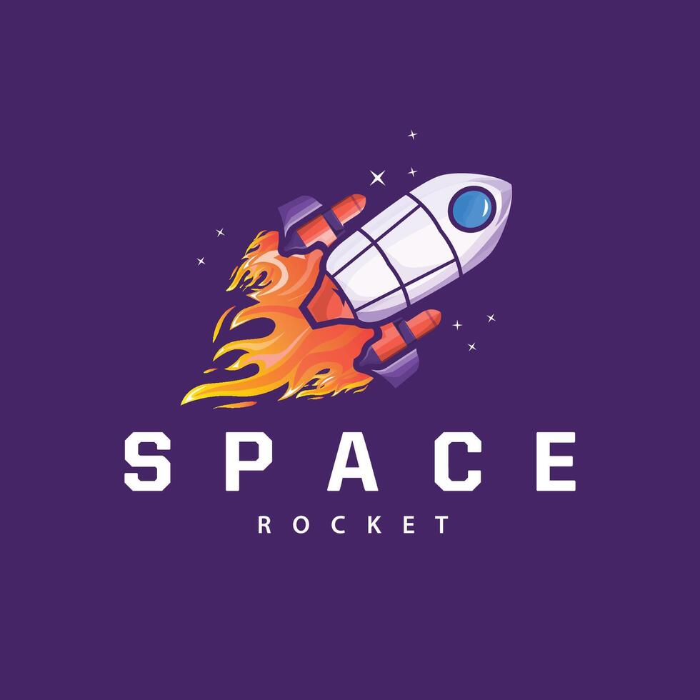 Space exploration vehicle technology space rocket logo design illustration modern simple template vector