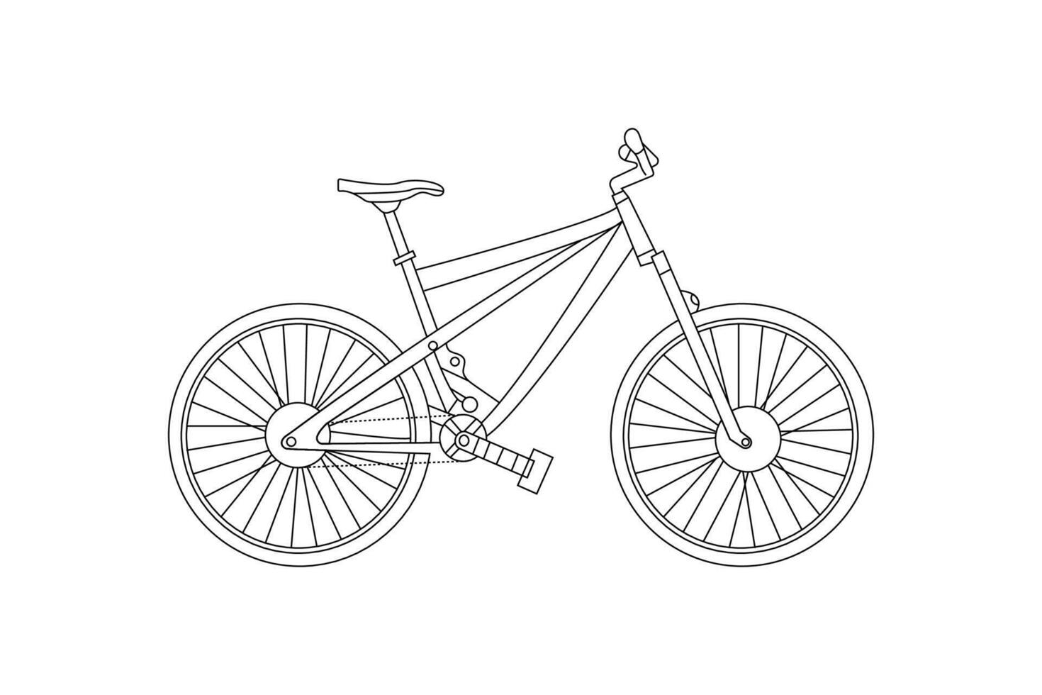 un plano contorno carrera línea Arte ilustración de un bicicleta en un blanco antecedentes. ambos para masculino y femenino. vector