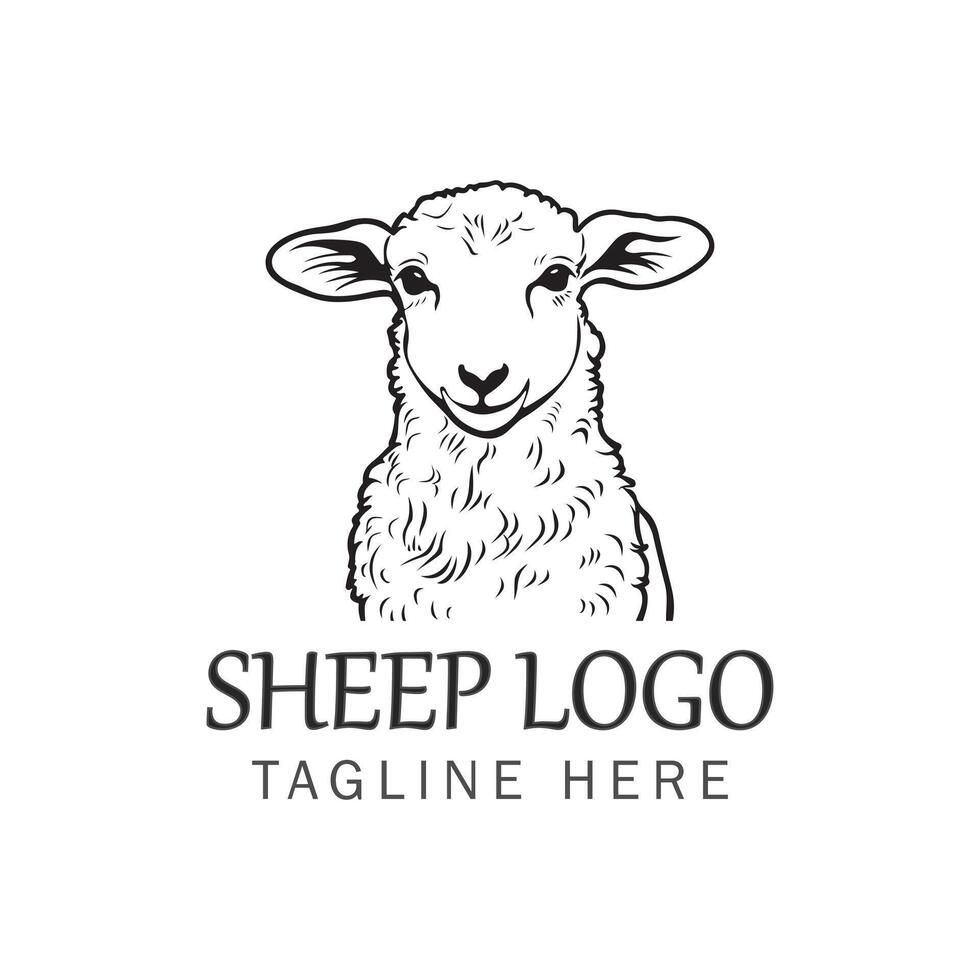 Sheep Logo Vector illustration Minimalist line art logotype. Company, business, restaurant, food logo.