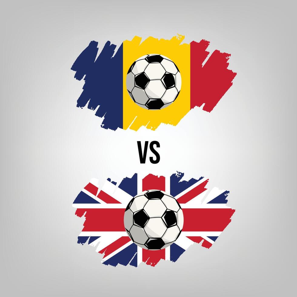United Kingdom VS Chad Soccer Match. Flat vector football game design illustration concept.