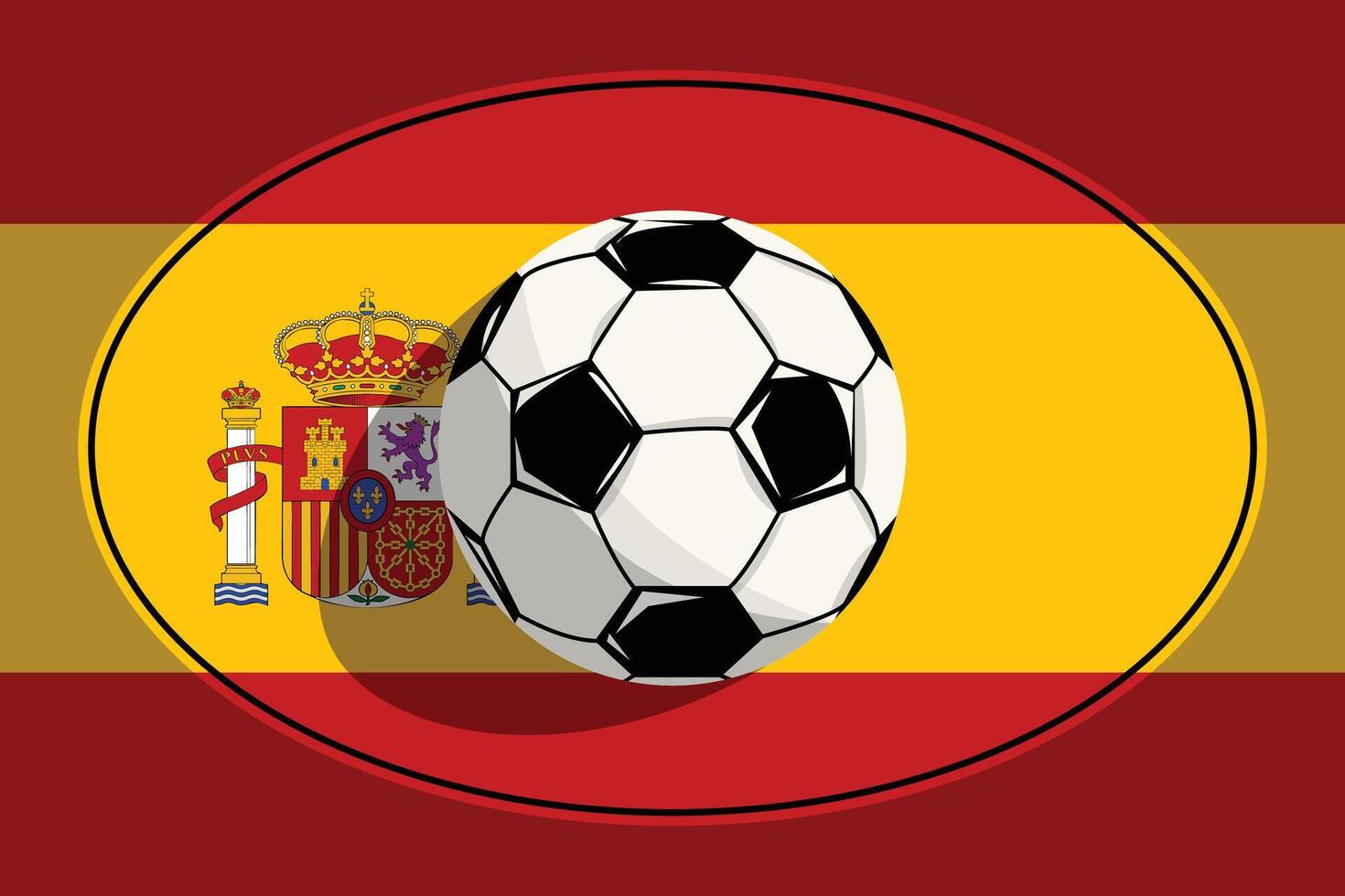 Soccer Ball Isolated on Spain Flag. Flat Vector Illustration Design.