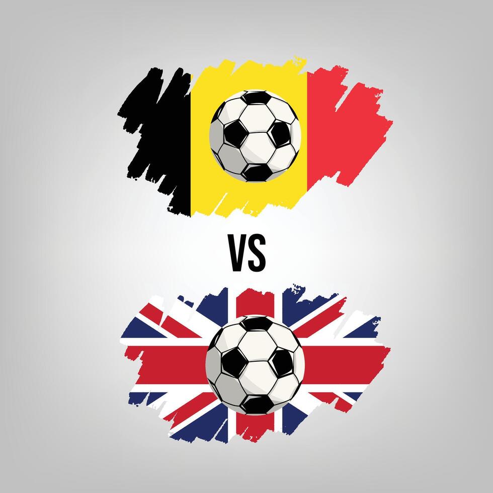 United Kingdom VS Belgium Soccer Match. Flat vector football game design illustration concept.