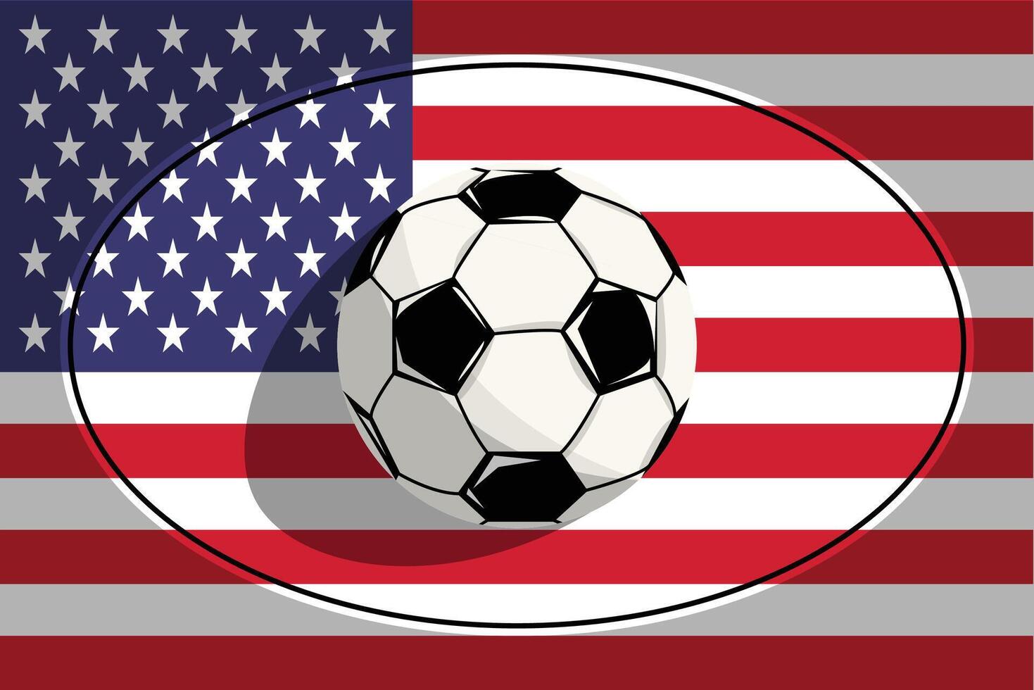 Soccer Ball Isolated on United States Flag. Flat Vector Illustration Design.