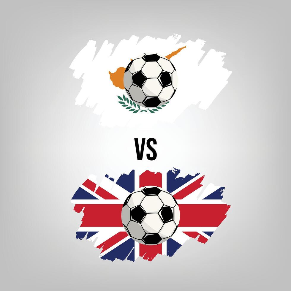 United Kingdom VS Cyprus Soccer Match. Flat vector football game design illustration concept.