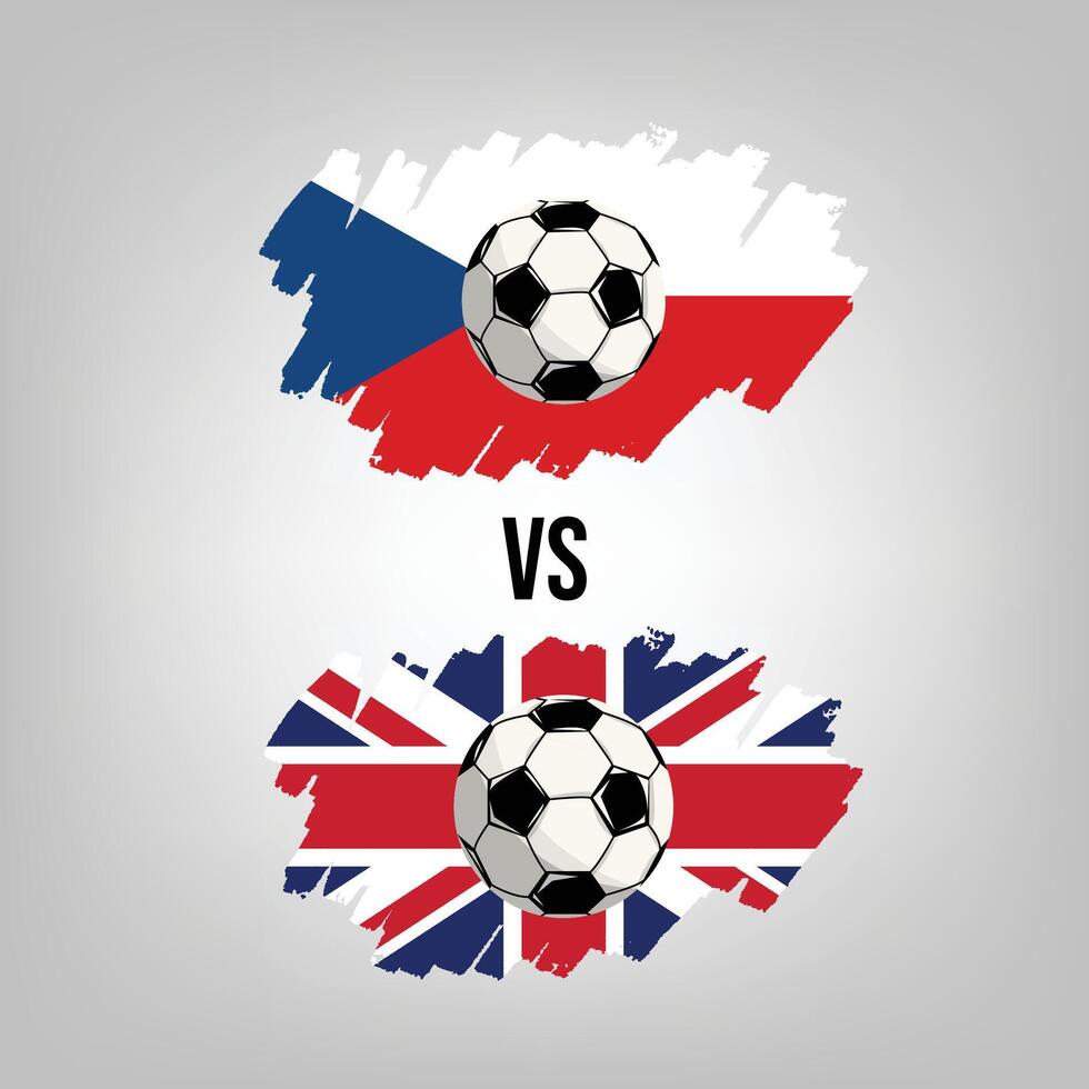 United Kingdom VS Czech Republic Soccer Match. Flat vector football game design illustration concept.