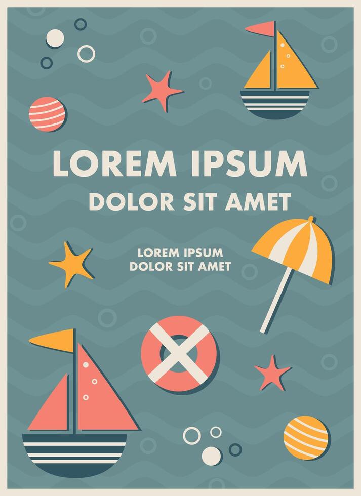 modelo para un verano infantil playa póster con texto vector