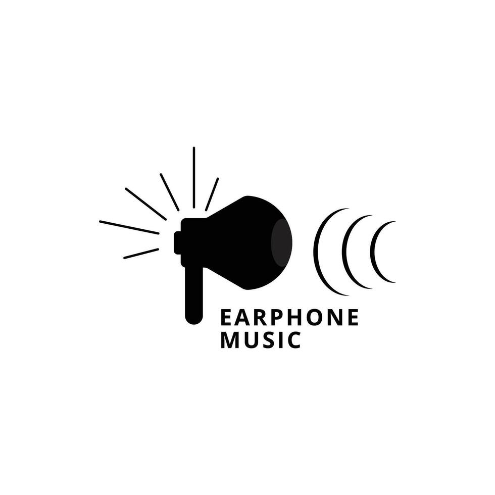 Earphone Music logo design template vector